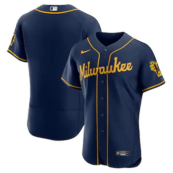 mens nike navy milwaukee brewers alternate authentic team l